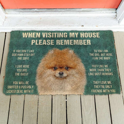 3D Please Remember Pomeranian Dogs House Rules Doormat