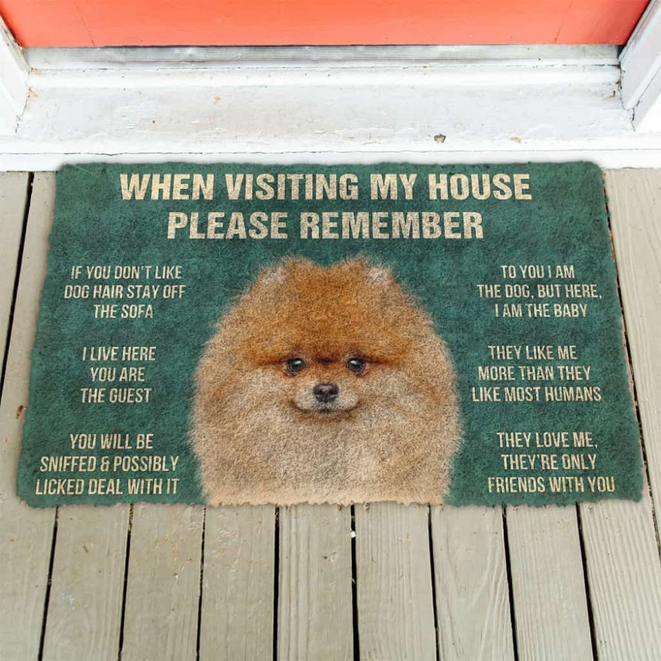 3D Please Remember Pomeranian Dogs House Rules Doormat