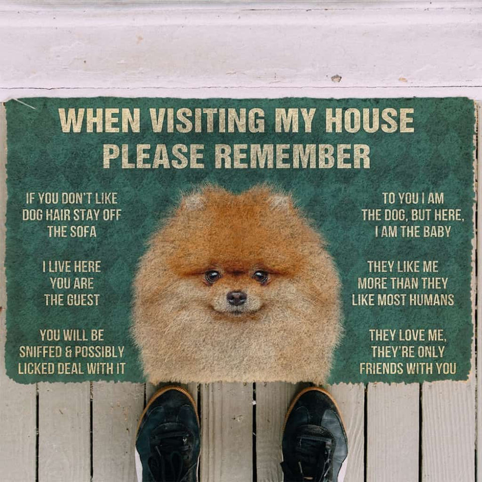 3D Please Remember Pomeranian Dogs House Rules Doormat