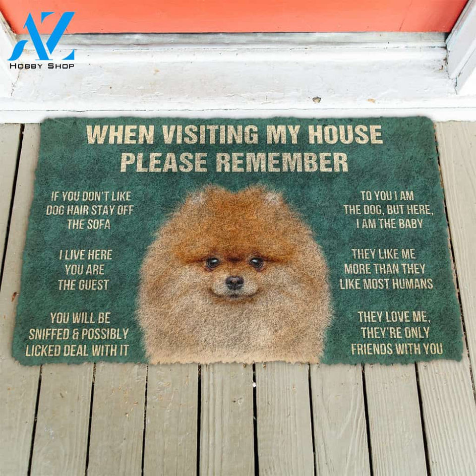 3D Please Remember Pomeranian Dogs House Rules Doormat | Welcome Mat | House Warming Gift