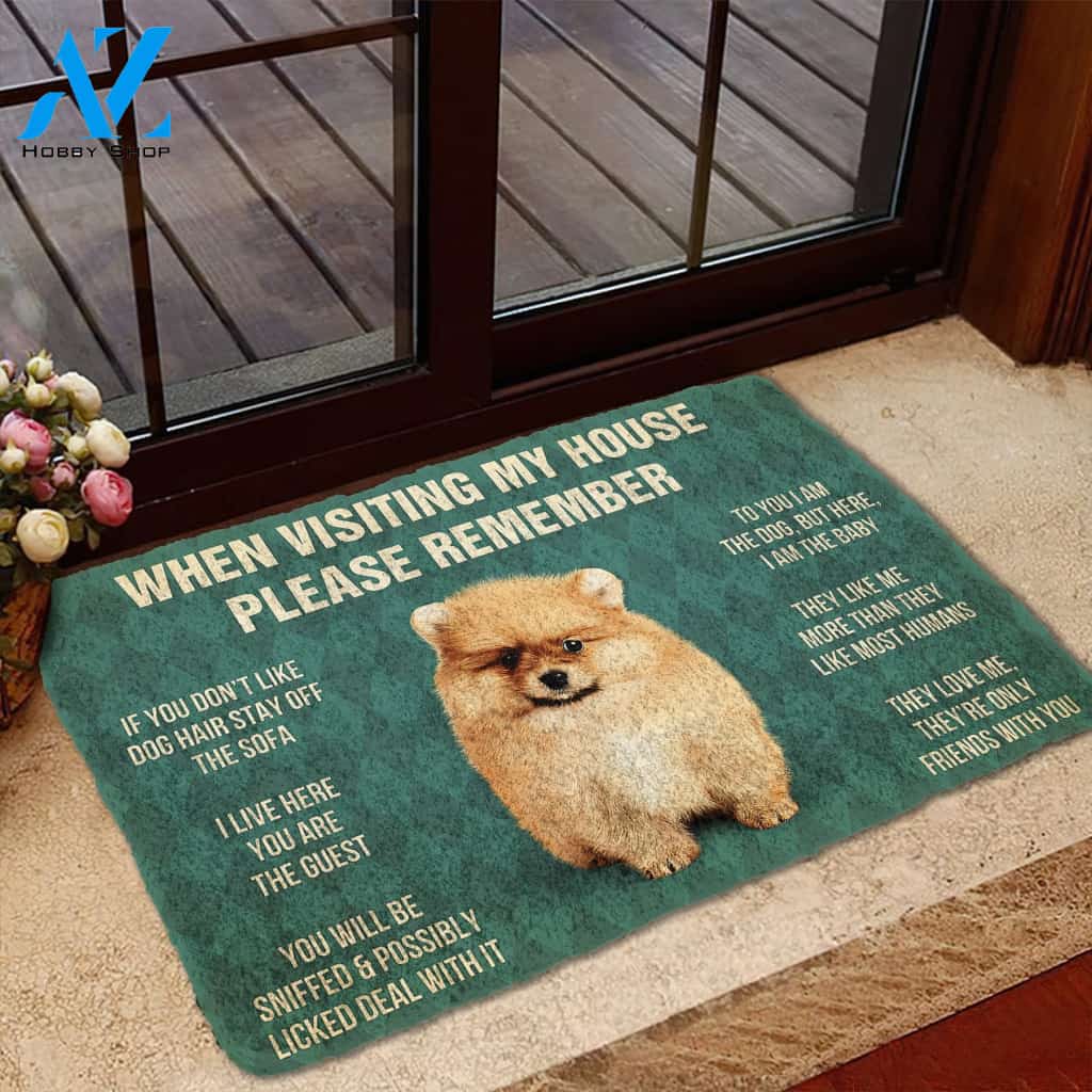 3D Please Remember Pomeranian Puppy Dogs House Rules Custom Doormat | Welcome Mat | House Warming Gift