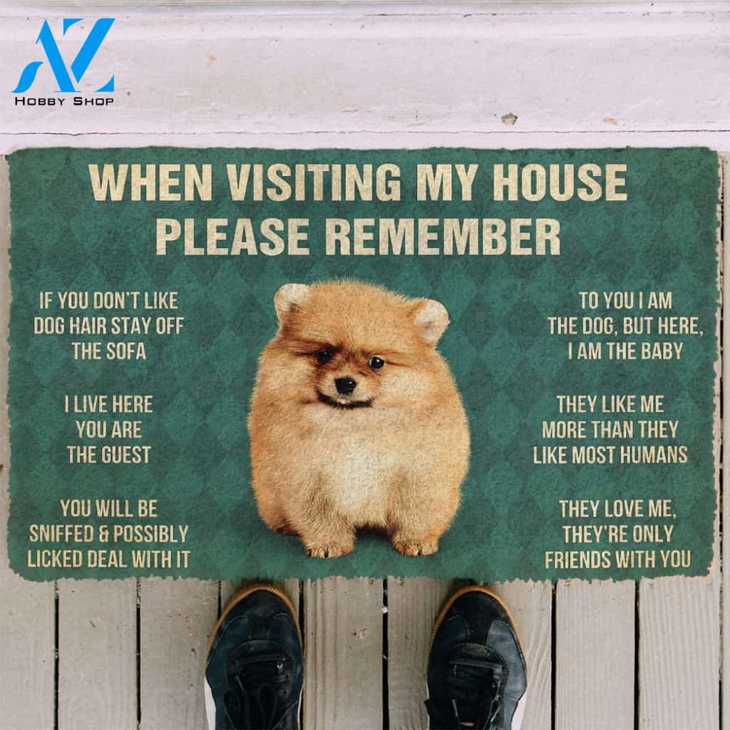 3D Please Remember Pomeranian Puppy Dogs House Rules Custom Doormat | Welcome Mat | House Warming Gift