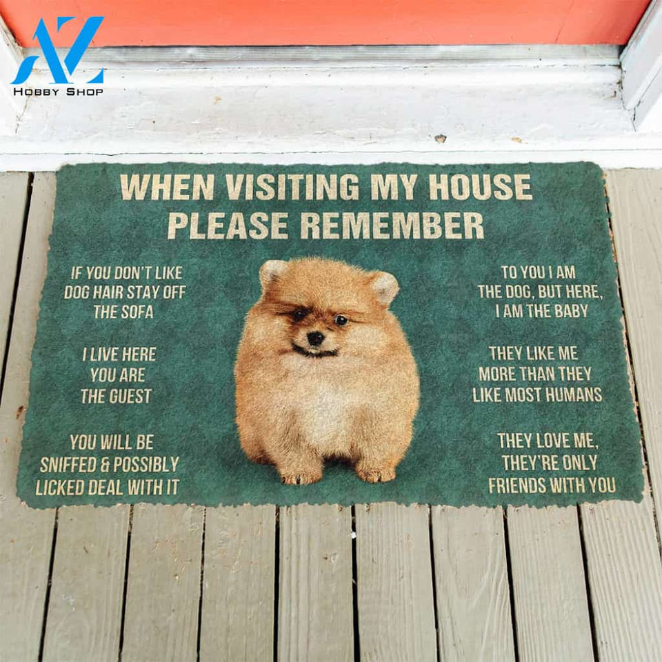 3D Please Remember Pomeranian Puppy Dogs House Rules Custom Doormat | Welcome Mat | House Warming Gift