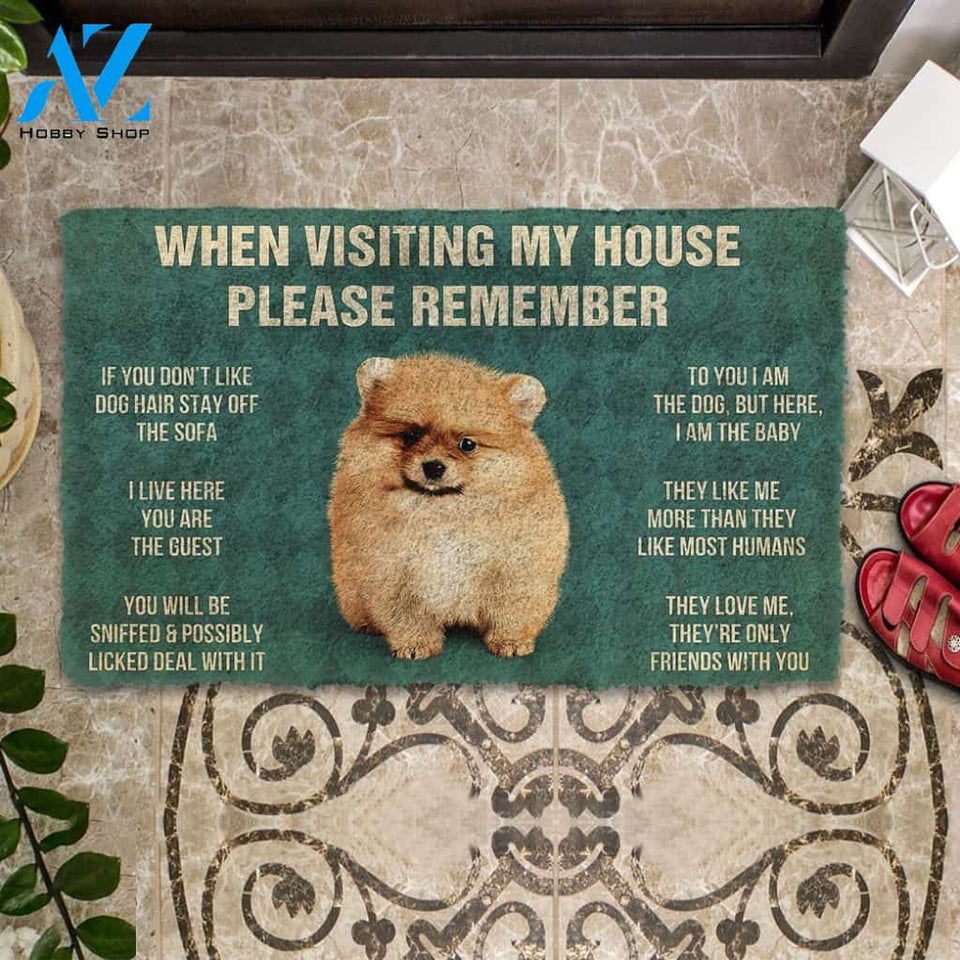 3D Please Remember Pomeranian Puppy Dogs House Rules Custom Doormat | Welcome Mat | House Warming Gift