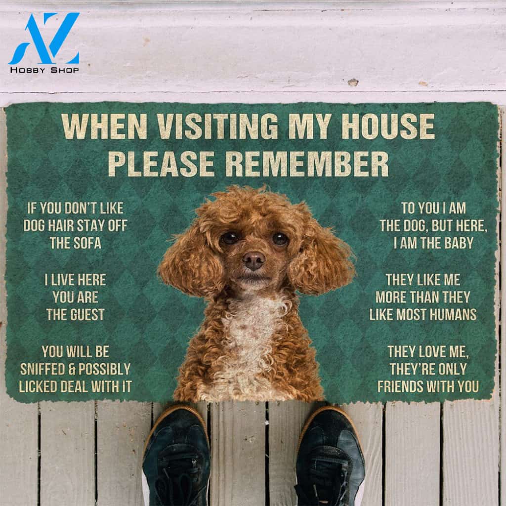 3D Please Remember Poodle Dog's House Rules Doormat | Welcome Mat | House Warming Gift