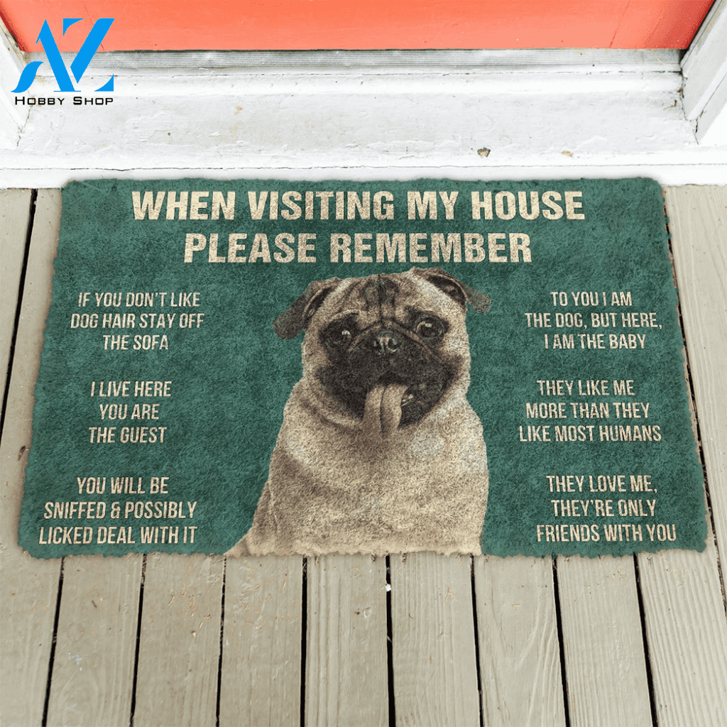 3D Please Remember Pug Dog's House Rules Doormat