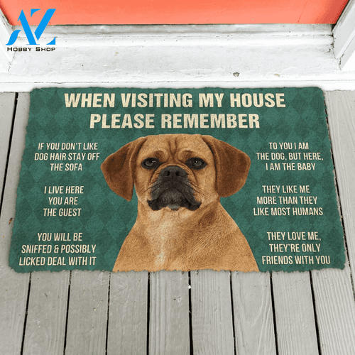 3D Please Remember Puggle Dogs House Rules Doormat