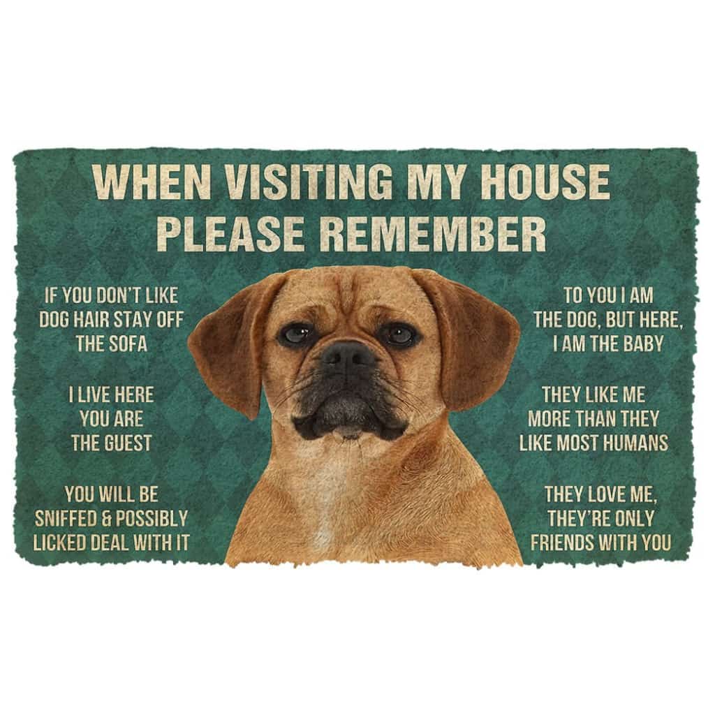 3D Please Remember Puggle Dogs House Rules Doormat