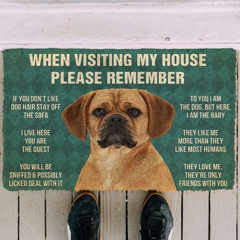 3D Please Remember Puggle Dogs House Rules Doormat