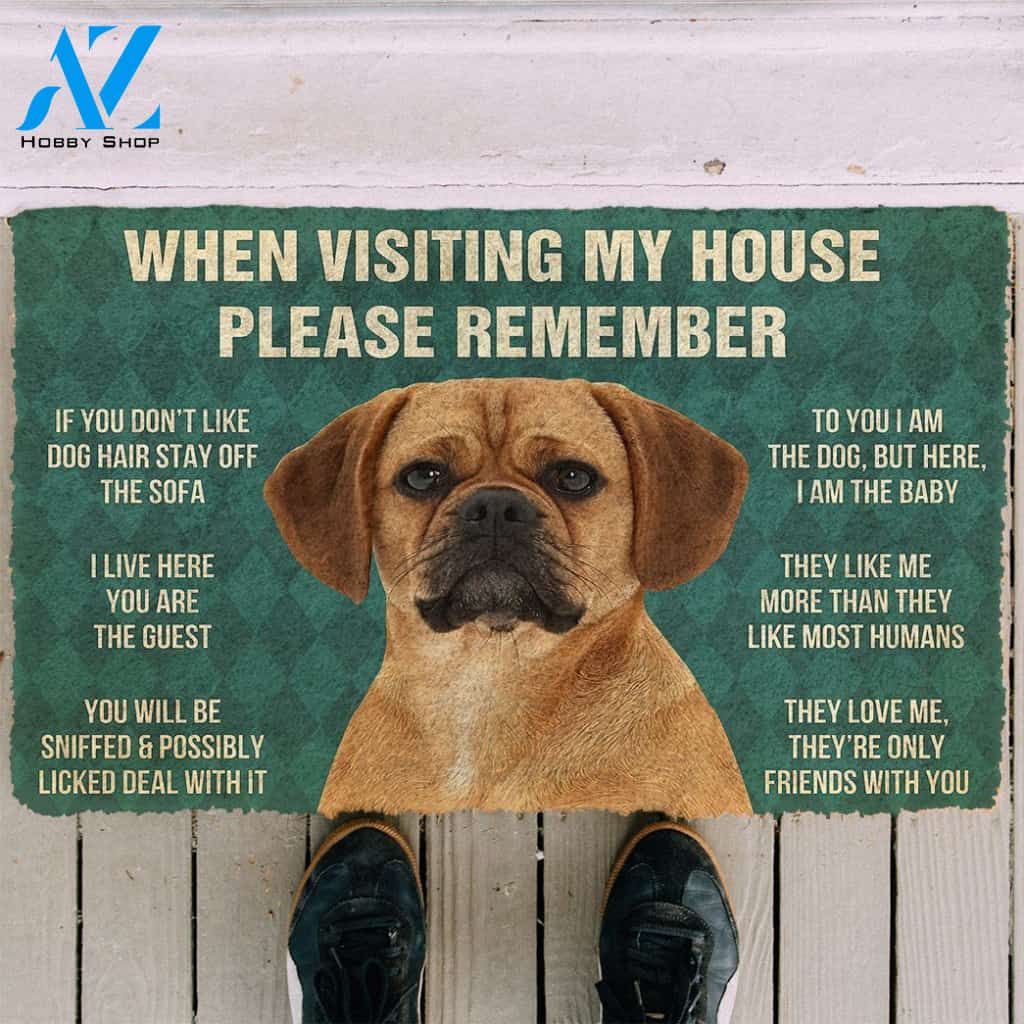 3D Please Remember Puggle Dogs House Rules Doormat | Welcome Mat | House Warming Gift