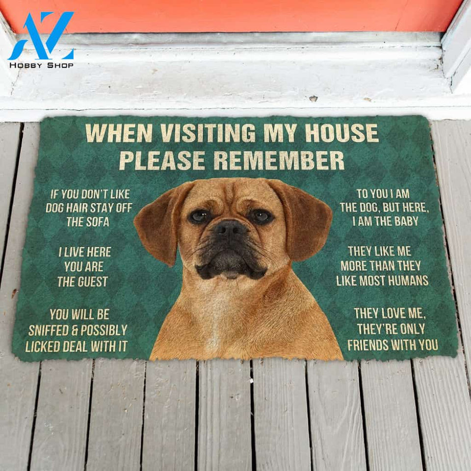 3D Please Remember Puggle Dogs House Rules Doormat | Welcome Mat | House Warming Gift