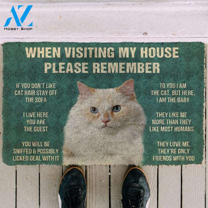 3D Please Remember Ragamuffin Cats House Rules Custom Doormat | Welcome Mat | House Warming Gift