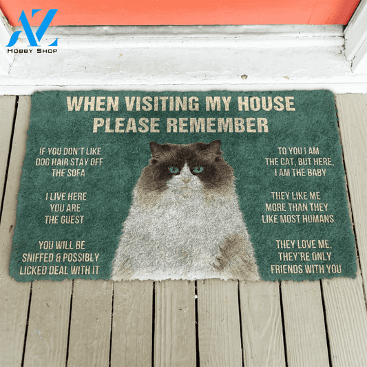 3D Please Remember Ragdoll Cats House Rules Doormat