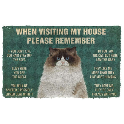 3D Please Remember Ragdoll Cats House Rules Doormat