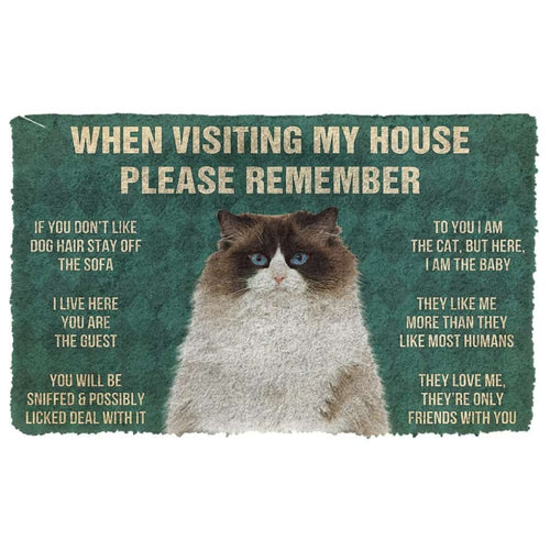 3D Please Remember Ragdoll Cats House Rules Doormat