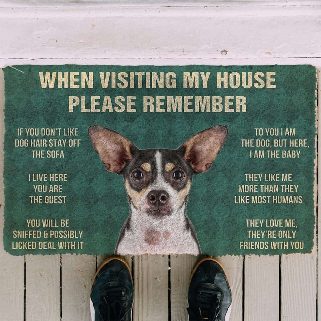 3D Please Remember Rat Terrier Dogs House Rules Doormat