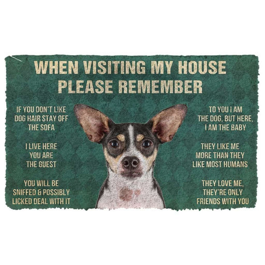 3D Please Remember Rat Terrier Dogs House Rules Doormat