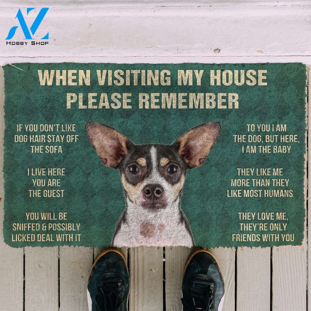 3D Please Remember Rat Terrier Dogs House Rules Doormat | Welcome Mat | House Warming Gift