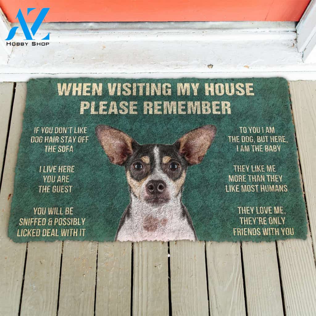 3D Please Remember Rat Terrier Dogs House Rules Doormat | Welcome Mat | House Warming Gift
