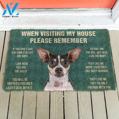 3D Please Remember Rat Terrier Dogs House Rules Doormat | Welcome Mat | House Warming Gift