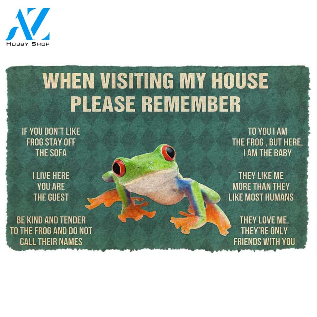 3D PLEASE REMEMBER RED EYED TREE FROG DOORMAT | Welcome Mat | House Warming Gift