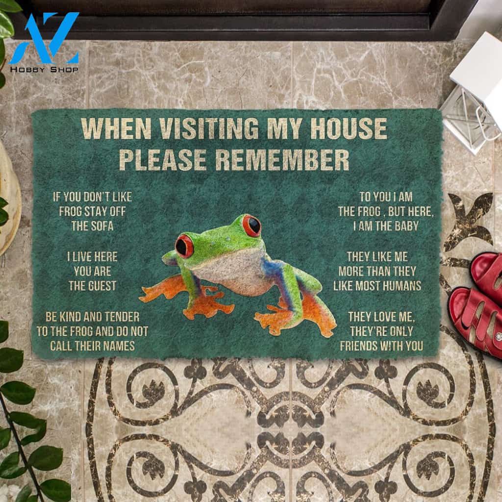 3D PLEASE REMEMBER RED EYED TREE FROG DOORMAT | Welcome Mat | House Warming Gift