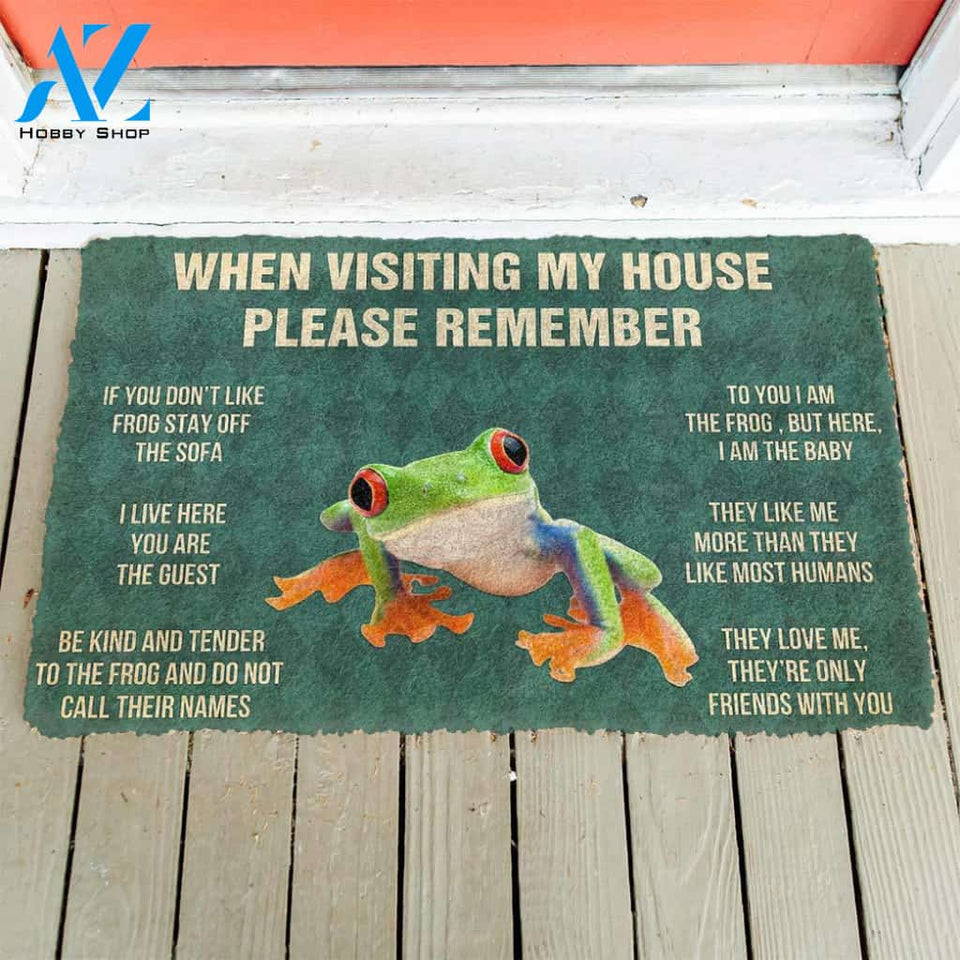 3D PLEASE REMEMBER RED EYED TREE FROG DOORMAT | Welcome Mat | House Warming Gift
