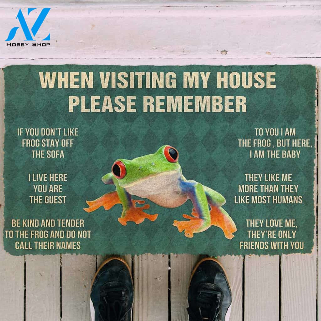 3D PLEASE REMEMBER RED EYED TREE FROG DOORMAT | Welcome Mat | House Warming Gift