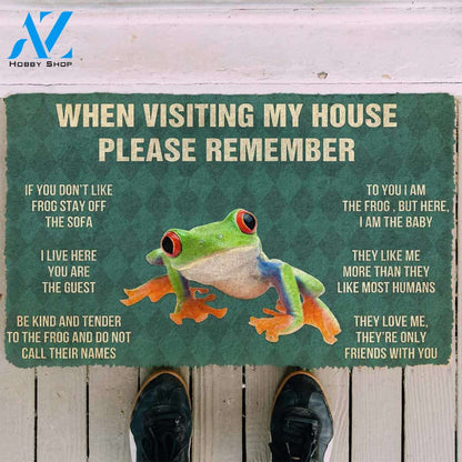 3D PLEASE REMEMBER RED EYED TREE FROG DOORMAT | Welcome Mat | House Warming Gift