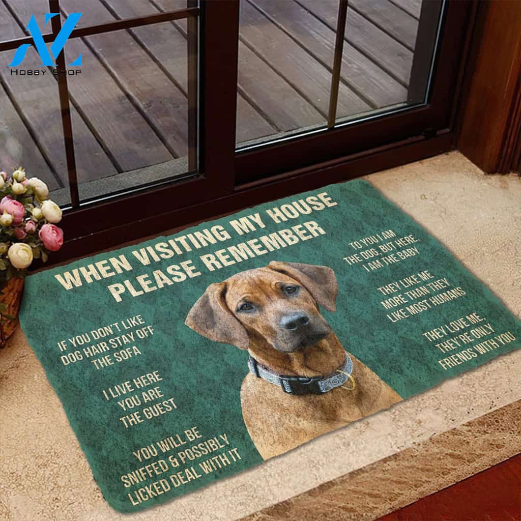3D Please Remember Rhodesian Ridgeback House Rule Custom Doormat | Welcome Mat | House Warming Gift