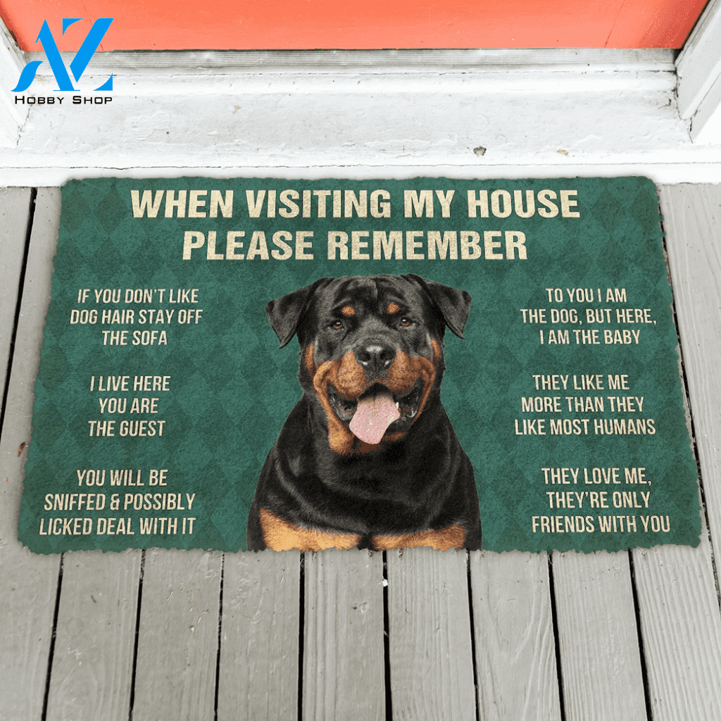 3D Please Remember Rottweiler Dog's House Rules Doormat