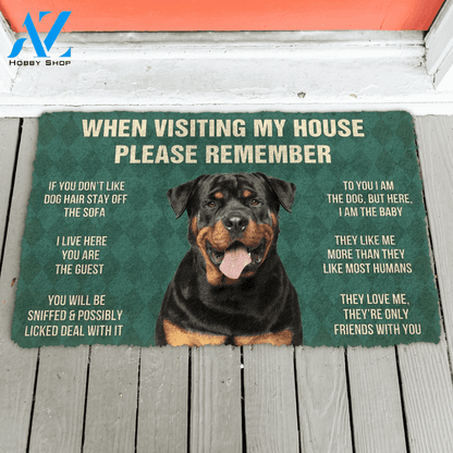 3D Please Remember Rottweiler Dog's House Rules Doormat