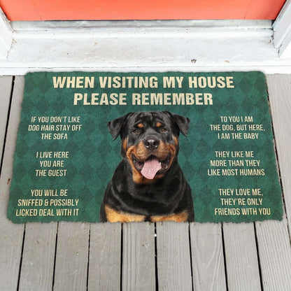 3D Please Remember Rottweiler Dog's House Rules Doormat