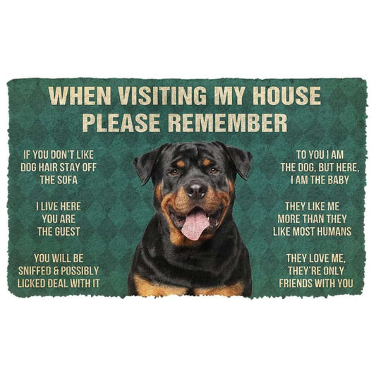 3D Please Remember Rottweiler Dog's House Rules Doormat