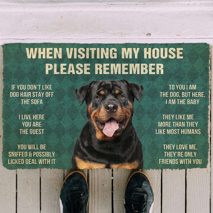 3D Please Remember Rottweiler Dog's House Rules Doormat