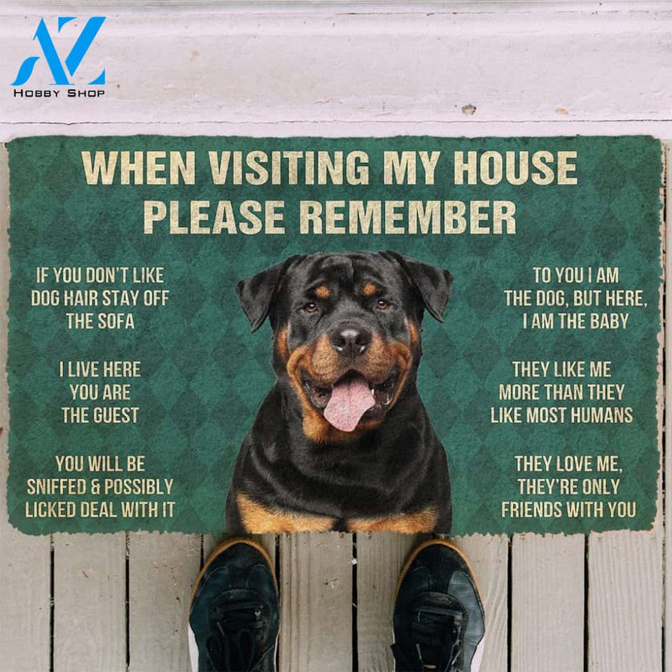 3D Please Remember Rottweiler Dog's House Rules Doormat | Welcome Mat | House Warming Gift
