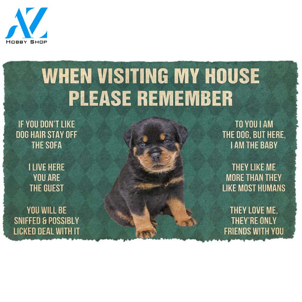 3D Please Remember Rottweiler Puppy Dogs House Rules Custom Doormat | Welcome Mat | House Warming Gift