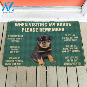 3D Please Remember Rottweiler Puppy Dogs House Rules Custom Doormat | Welcome Mat | House Warming Gift