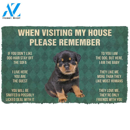 3D Please Remember Rottweiler Puppy Dogs House Rules Custom Doormat | Welcome Mat | House Warming Gift