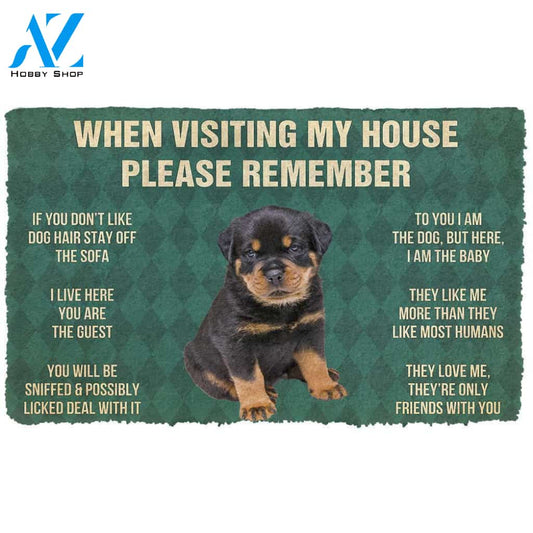 3D Please Remember Rottweiler Puppy Dogs House Rules Custom Doormat | Welcome Mat | House Warming Gift