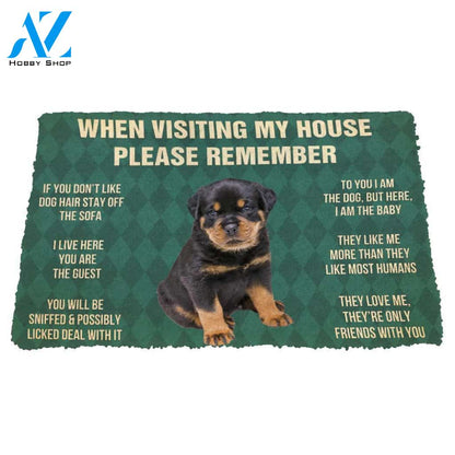 3D Please Remember Rottweiler Puppy Dogs House Rules Custom Doormat | Welcome Mat | House Warming Gift