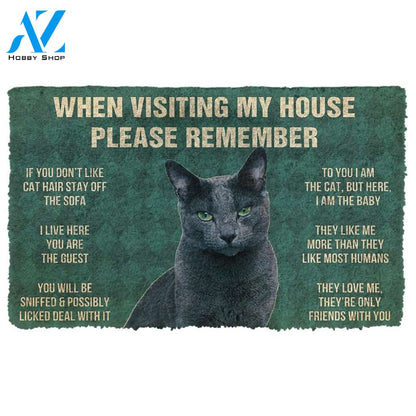 3D Please Remember Russian Blue Cat House Rules Custom Doormat | Welcome Mat | House Warming Gift