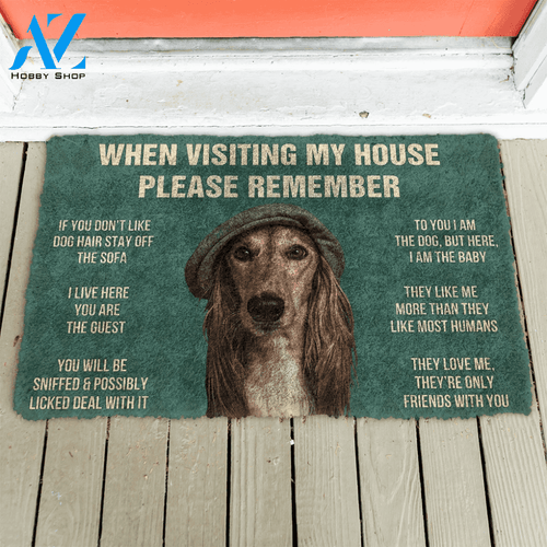 3D Please Remember Saluki Dogs House Rules Doormat