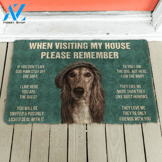 3D Please Remember Saluki Dogs House Rules Doormat