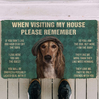3D Please Remember Saluki Dogs House Rules Doormat