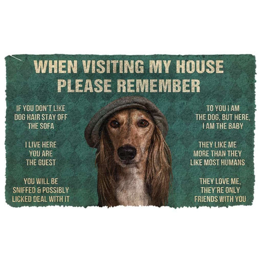 3D Please Remember Saluki Dogs House Rules Doormat