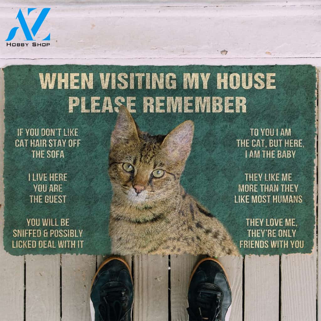 3D Please Remember Savannah Cat House Rules Custom Doormat | Welcome Mat | House Warming Gift