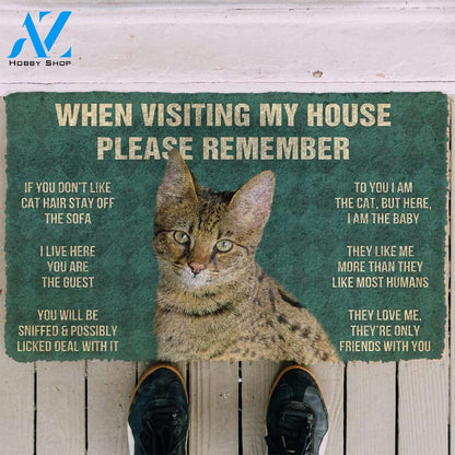 3D Please Remember Savannah Cat House Rules Custom Doormat | Welcome Mat | House Warming Gift