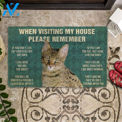 3D Please Remember Savannah Cat House Rules Custom Doormat | Welcome Mat | House Warming Gift