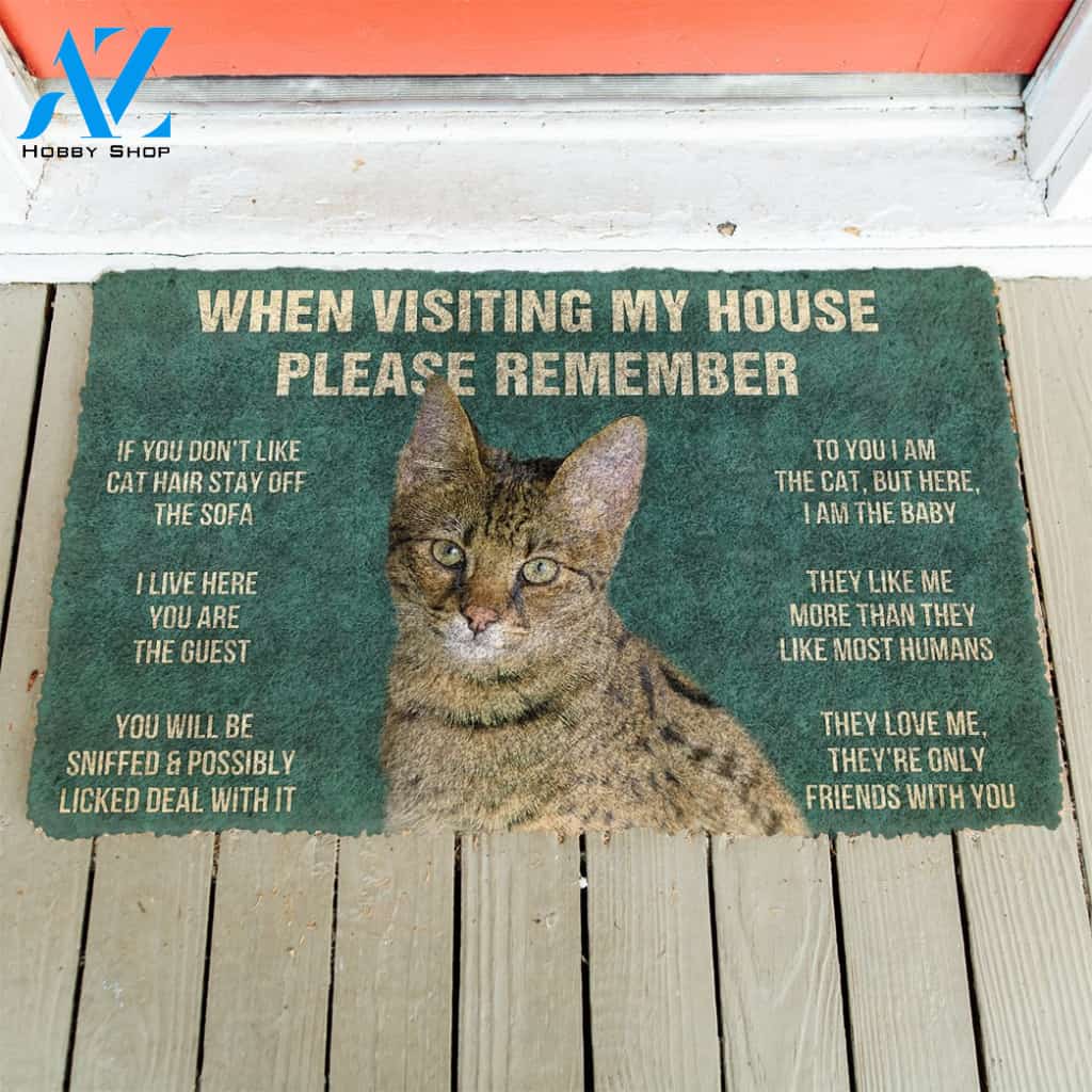 3D Please Remember Savannah Cat House Rules Custom Doormat | Welcome Mat | House Warming Gift